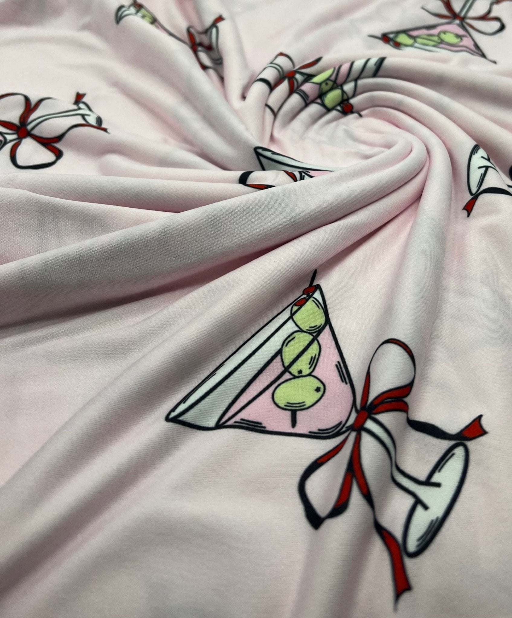 Cocktail Party Super Soft Print Spun Poly Stretch Fabric - T9 Fabrics